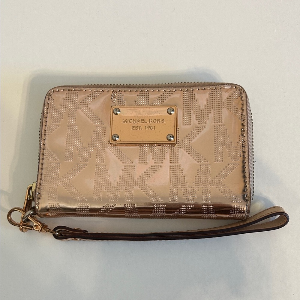 Michael Kors Beige Logo Wristlet